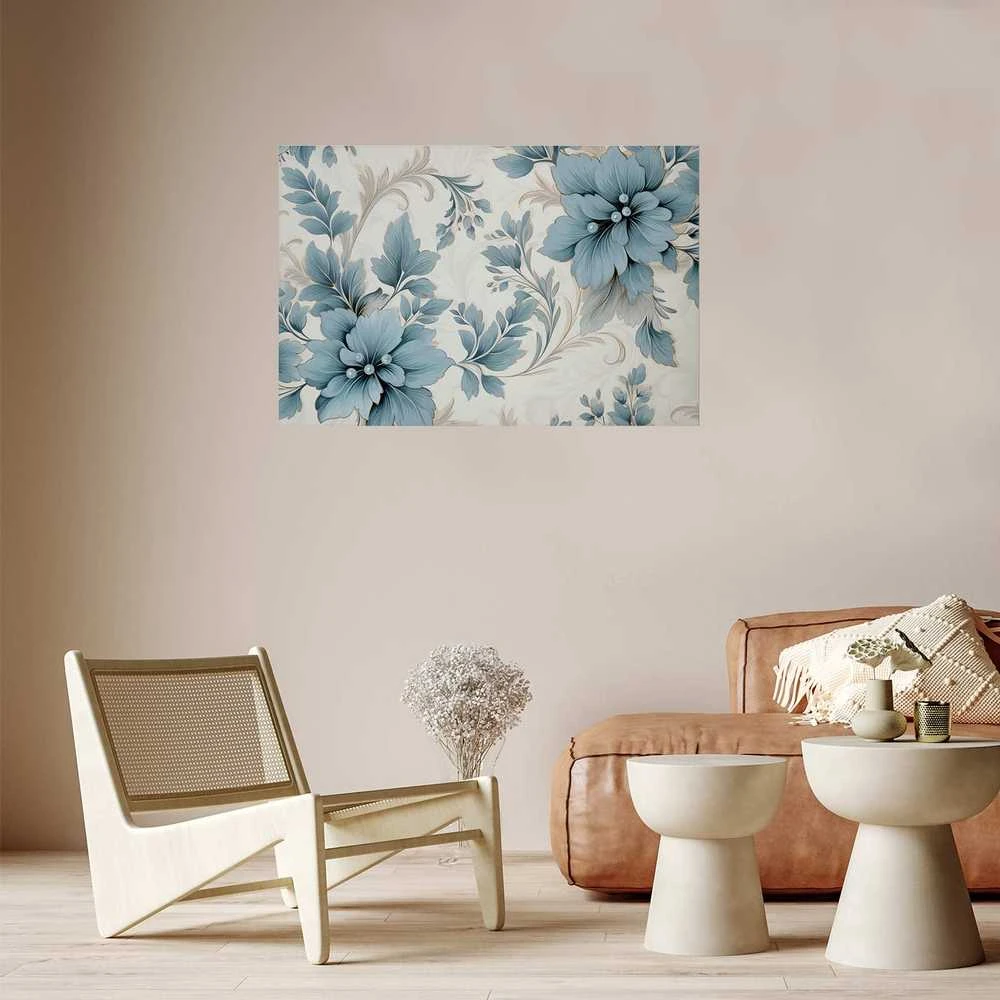 Artgeist Plakatas - Turquoise Ornamental Retro Flowers