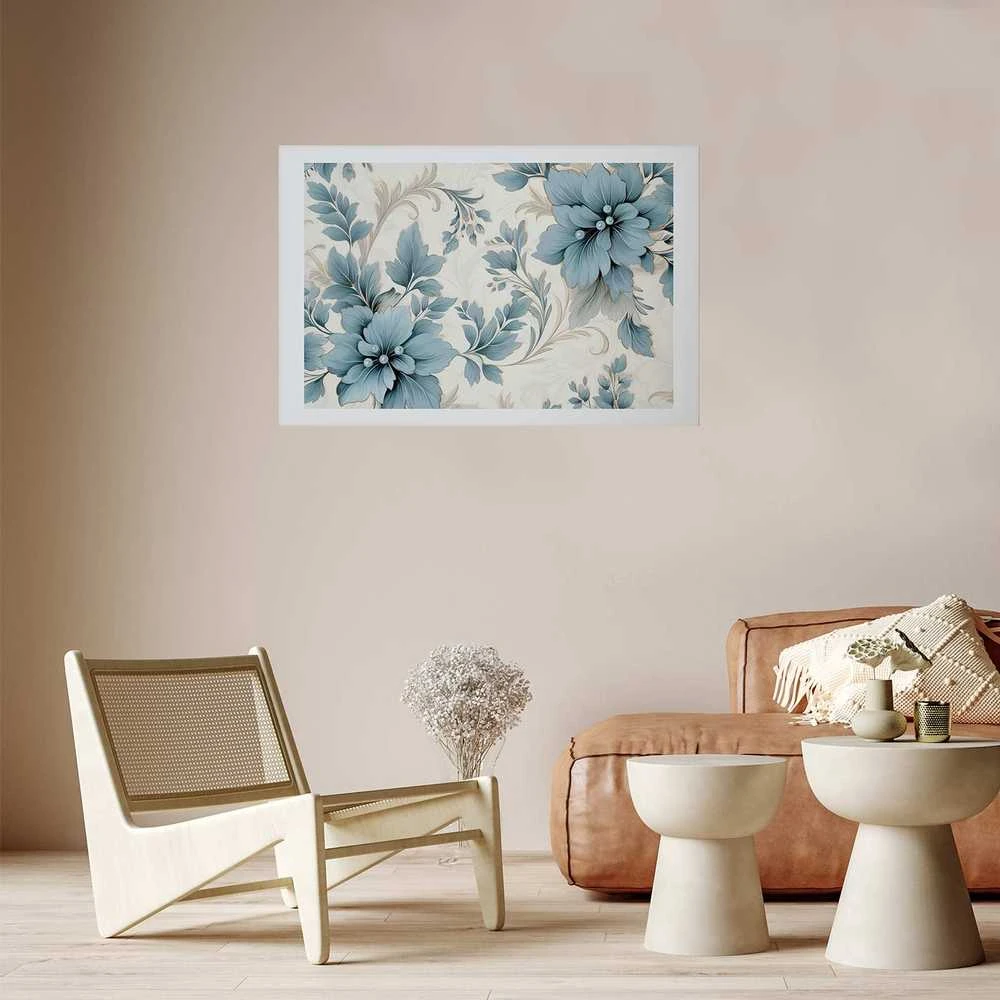 Artgeist Plakatas - Turquoise Ornamental Retro Flowers