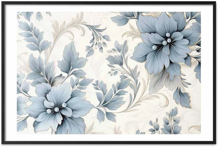 Artgeist Plakatas - Turquoise Ornamental Retro Flowers