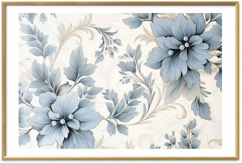 Artgeist Plakatas - Turquoise Ornamental Retro Flowers