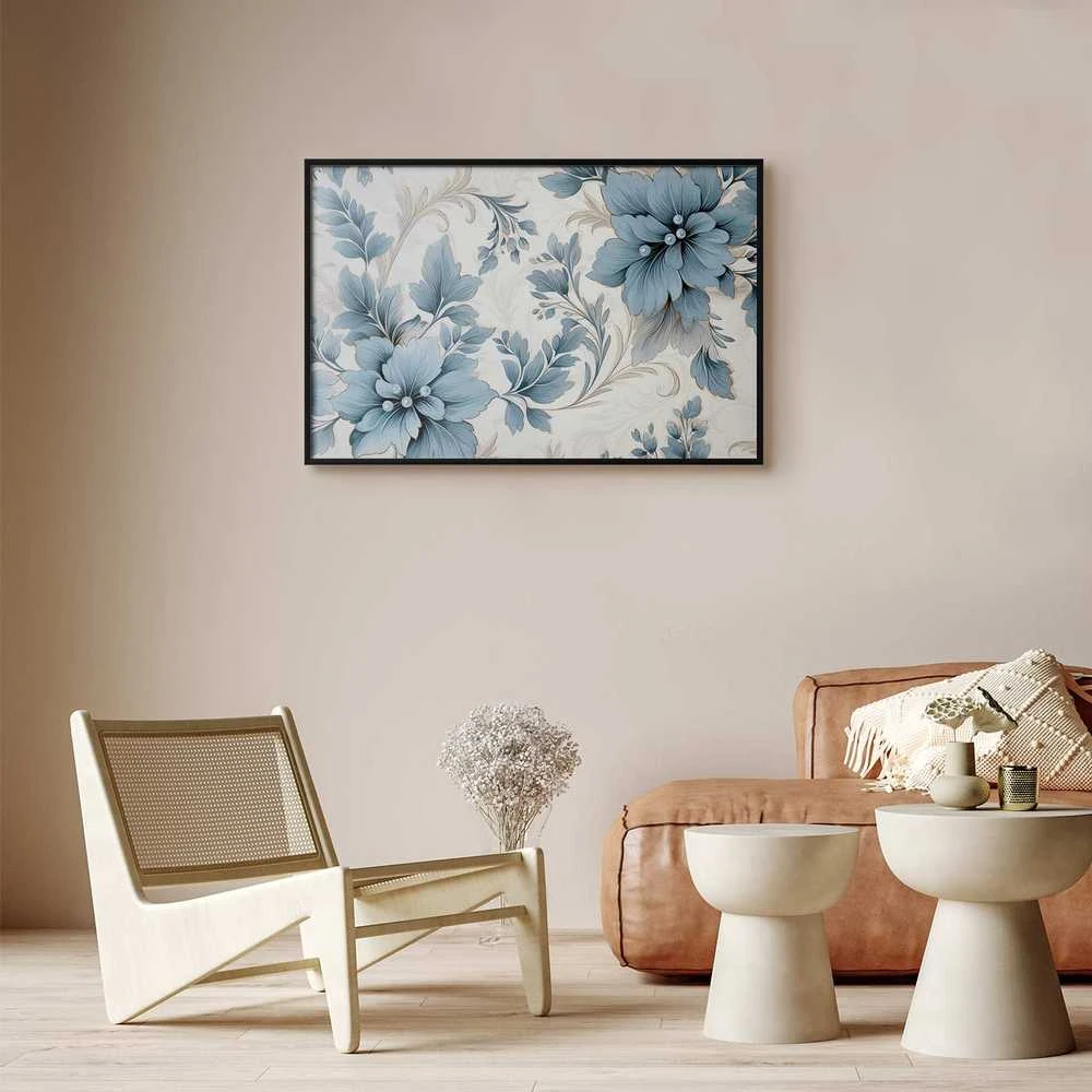 Artgeist Plakatas - Turquoise Ornamental Retro Flowers