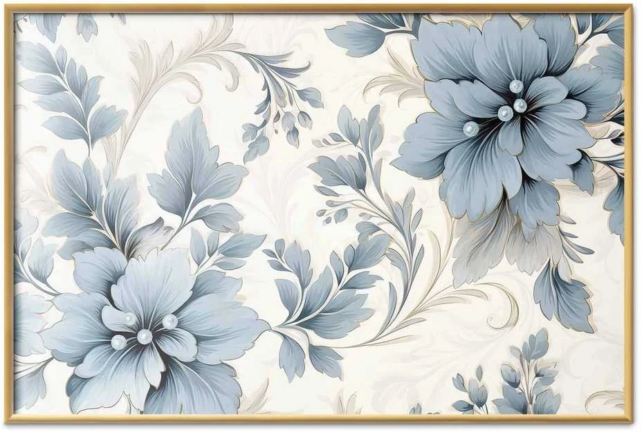 Artgeist Plakatas - Turquoise Ornamental Retro Flowers