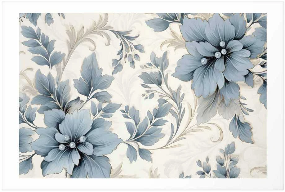 Artgeist Plakatas - Turquoise Ornamental Retro Flowers