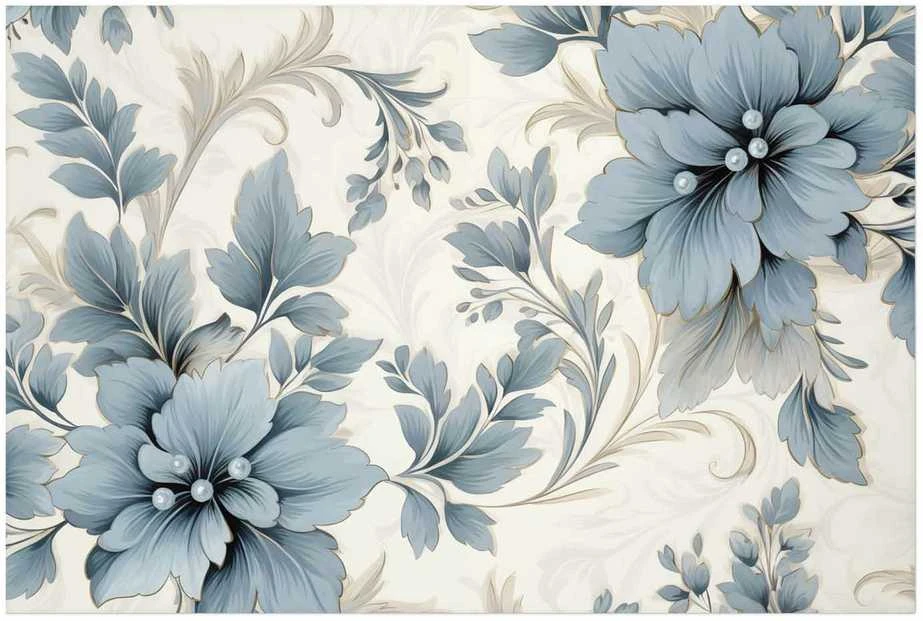 Artgeist Plakatas - Turquoise Ornamental Retro Flowers
