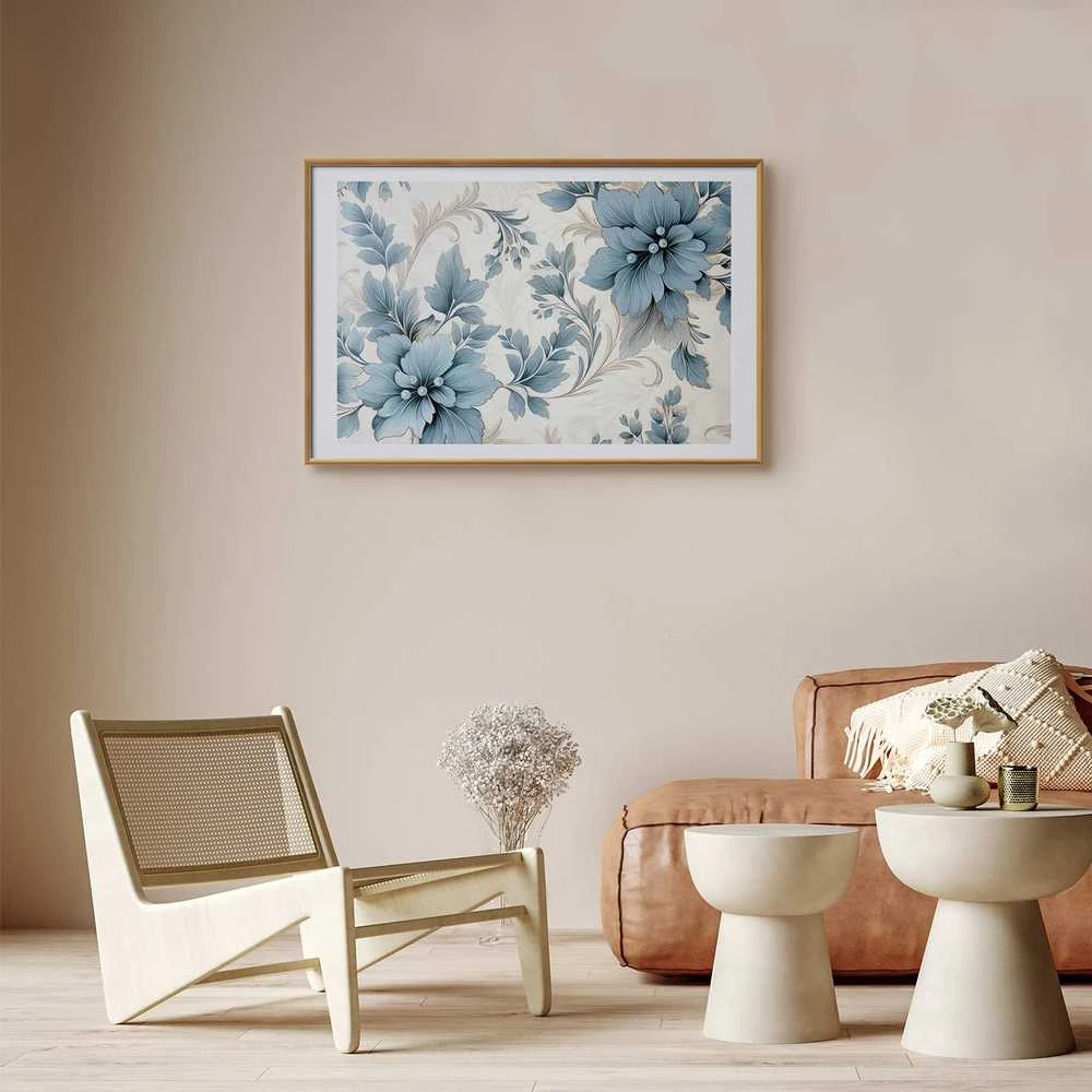 Artgeist Plakatas - Turquoise Ornamental Retro Flowers