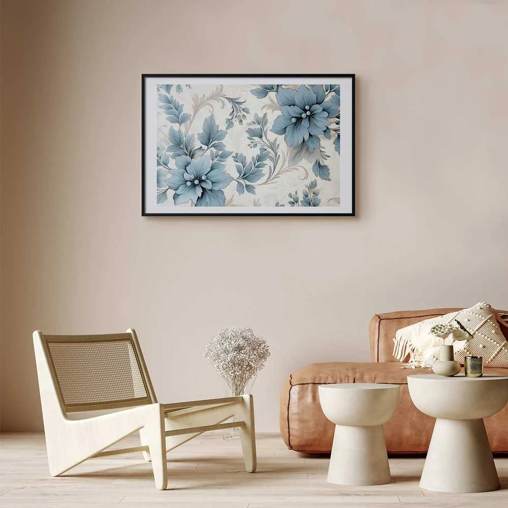 Artgeist Plakatas - Turquoise Ornamental Retro Flowers