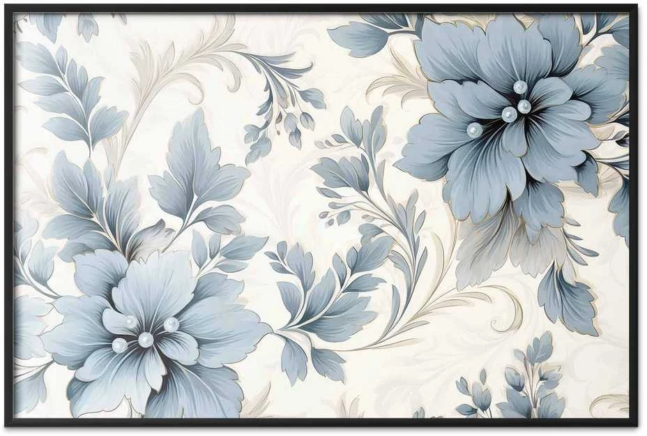 Artgeist Plakatas - Turquoise Ornamental Retro Flowers