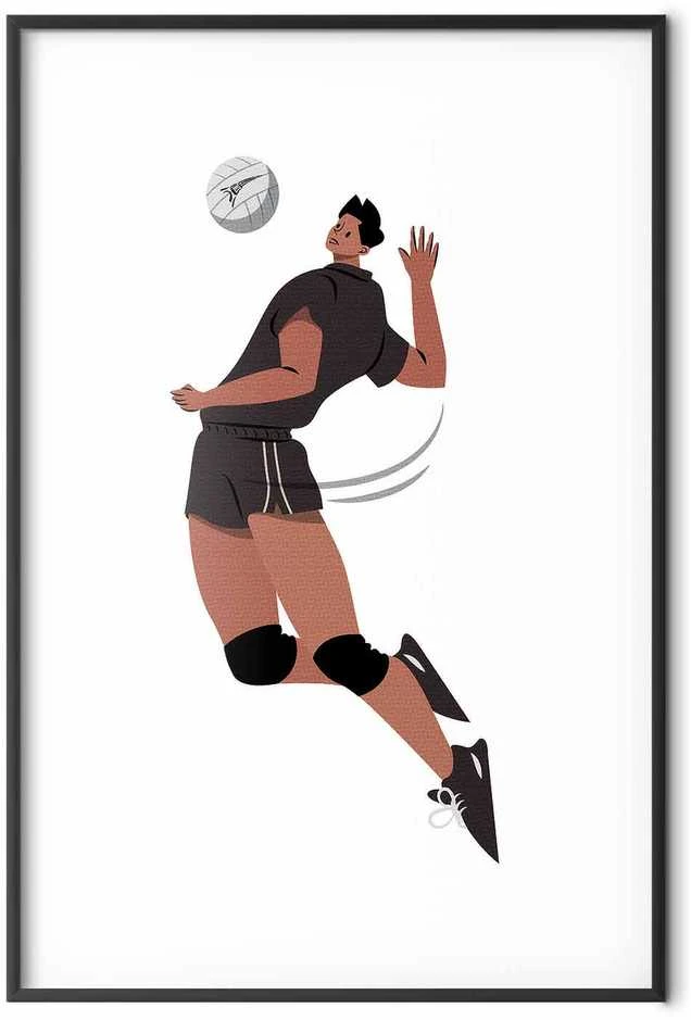 Artgeist Plakatas - Volleyball Player on a Light Background - Illustration