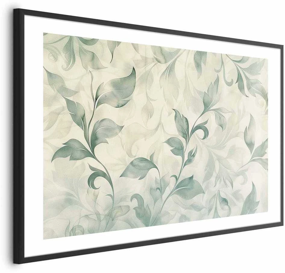 Artgeist Plakatas - Watercolor Žalias-rusvai gelsvas Leaves