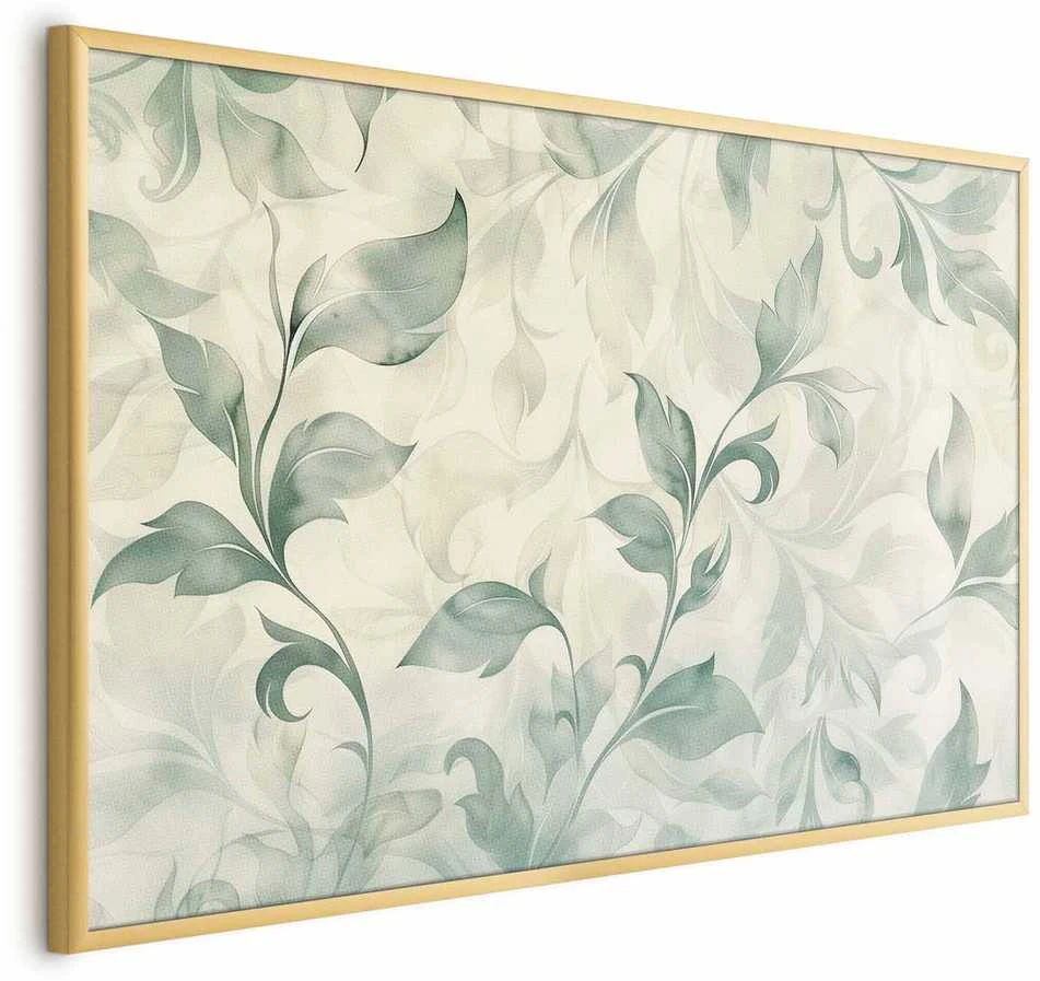 Artgeist Plakatas - Watercolor Žalias-rusvai gelsvas Leaves