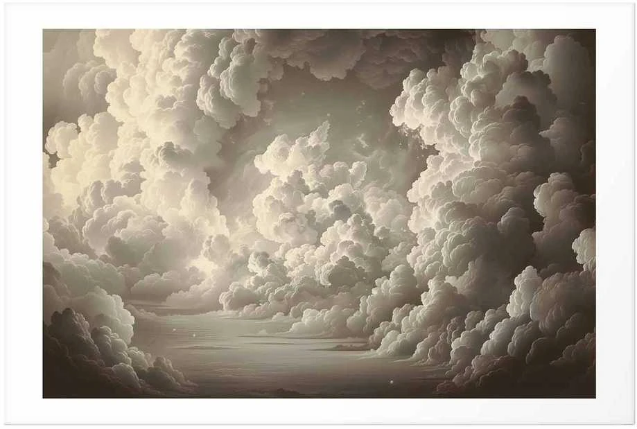 Artgeist Plakatas - Whisper of Illuminated Clouds: Soft Light Play in the Sky Theater