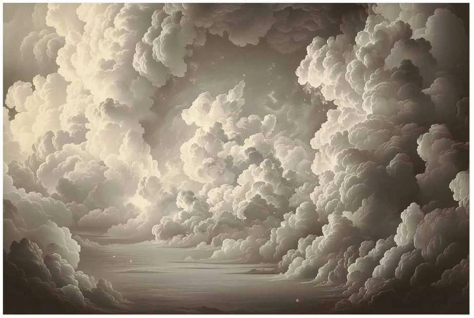 Artgeist Plakatas - Whisper of Illuminated Clouds: Soft Light Play in the Sky Theater