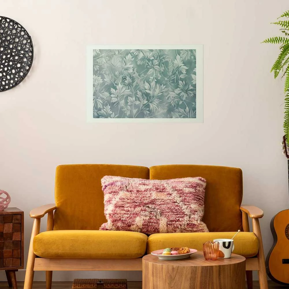 Artgeist Plakatas - Worn Floral Patterns in Muted Turquoises