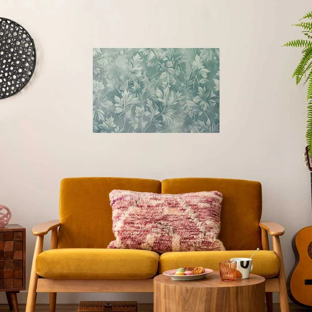 Artgeist Plakatas - Worn Floral Patterns in Muted Turquoises