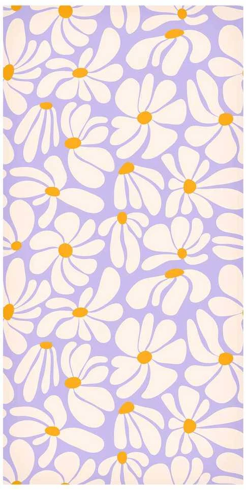 Artgeist Tapetas - Cute Creamy Little Flowers - Small flowers with creamy - wind-blown petals on a mėlynas background.