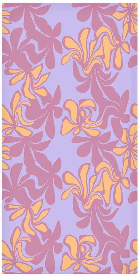 Artgeist Tapetas - Exotic - Two-Tone Flowers - Flowers in violetinė and oranžinis on a mėlynas background.