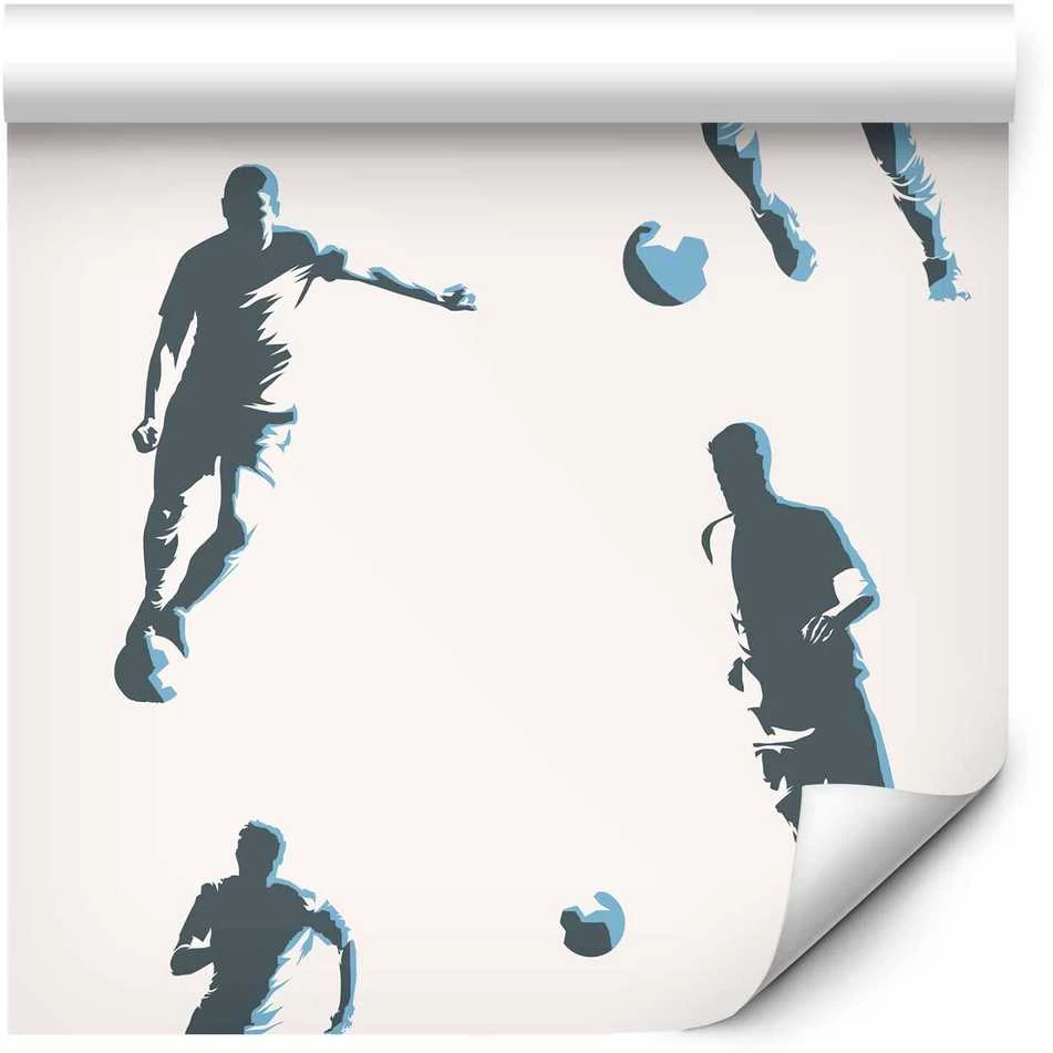 Artgeist Tapetas - Football Characters - Action and movement in silhouettes on a light background.