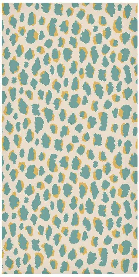 Artgeist Tapetas - Giraffe Pattern - animal pattern in turquoise spots on a light background.