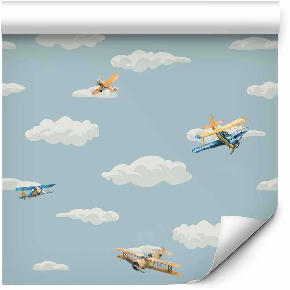 Artgeist Tapetas - Illustration - Geltona-mėlynas airplanes against a mėlynas sky.