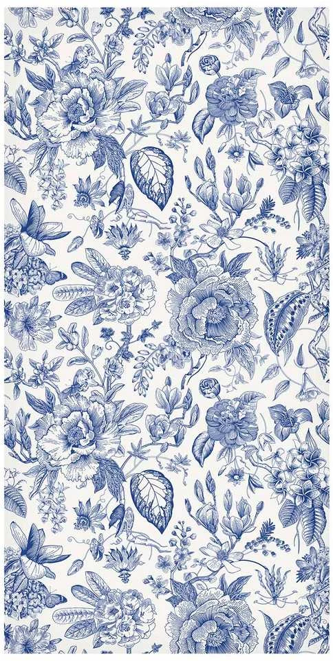 Artgeist Tapetas - Illustration with mėlynas flowers