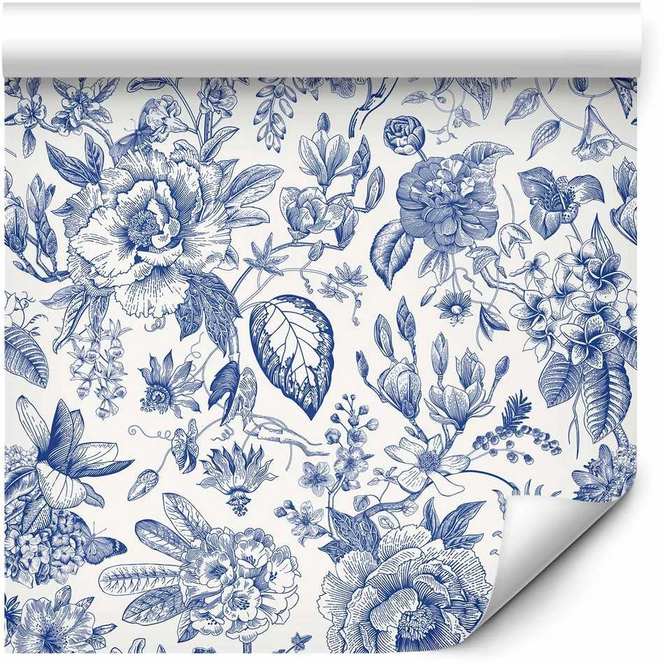 Artgeist Tapetas - Illustration with mėlynas flowers