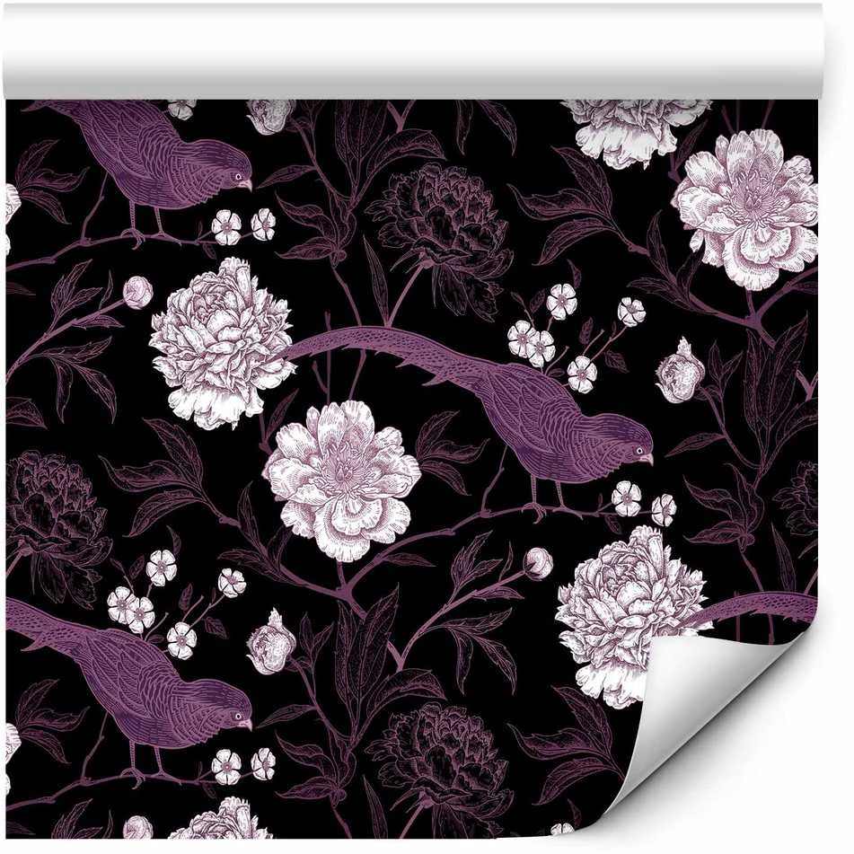 Artgeist Tapetas - Peonies and pheasants