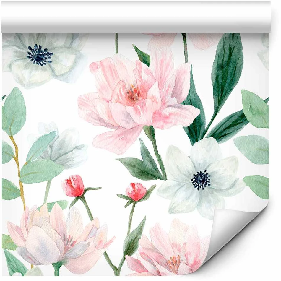 Artgeist Tapetas - Peonies on baltas background