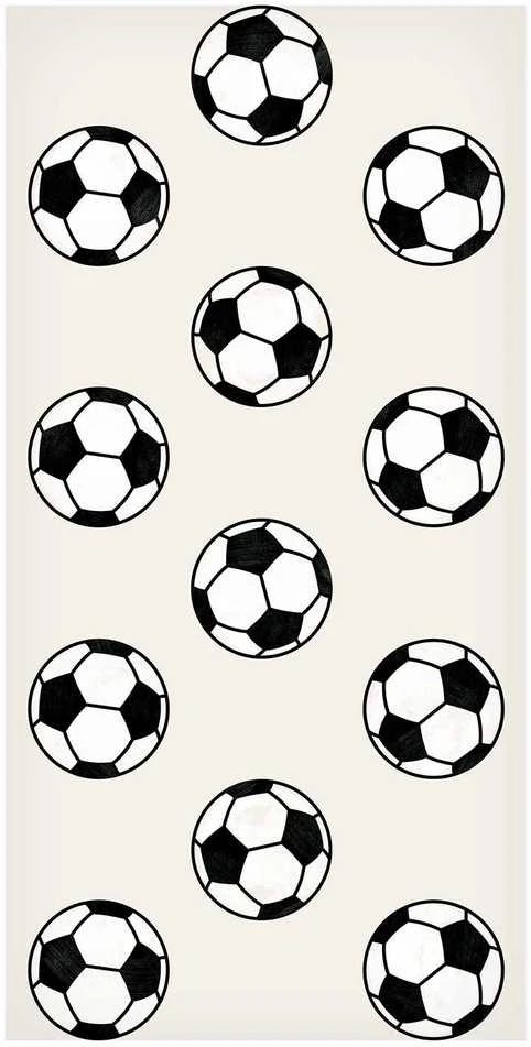 Artgeist Tapetas - Soccer - Symmetrical juodas-and-baltas soccer balls on a beige background.