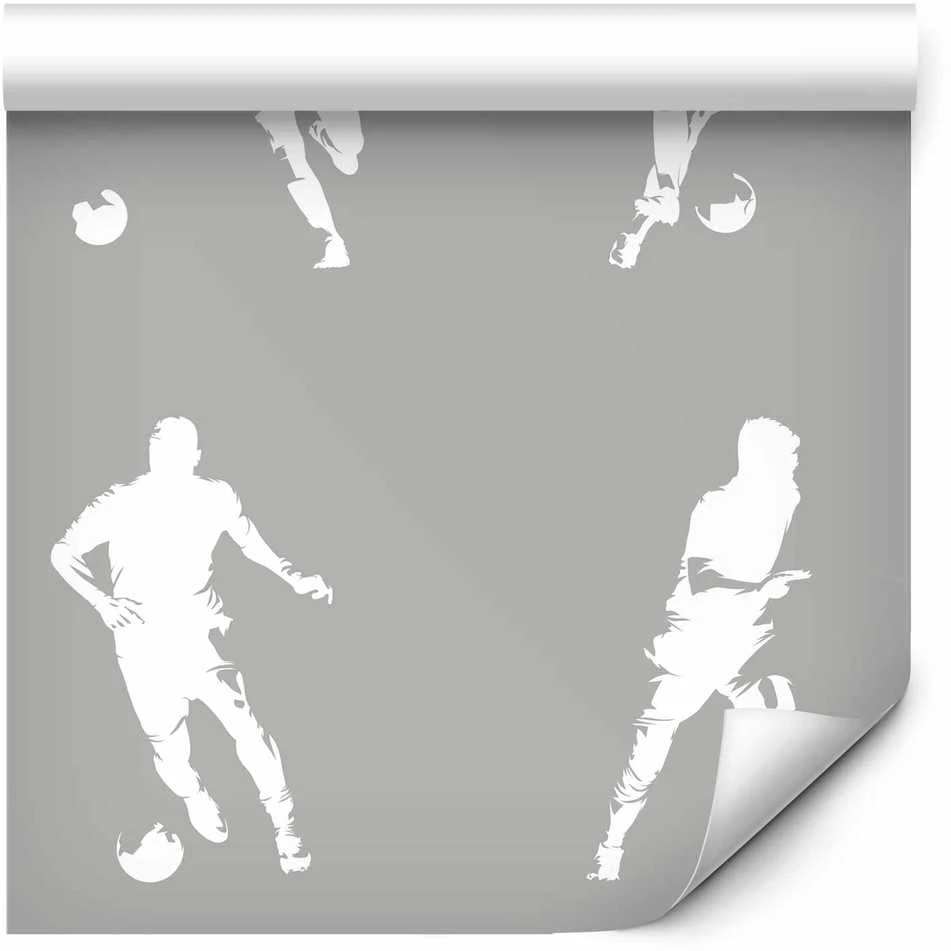 Artgeist Tapetas - Sports Silhouettes - Dynamic figures of soccer players on a pilka background.