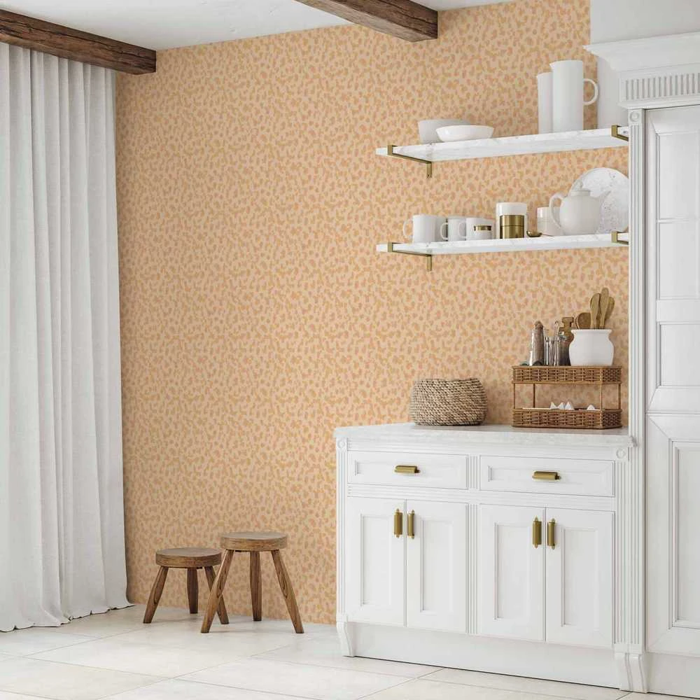 Artgeist Tapetas - Tiny Dots - optimistic pattern in peach colors.