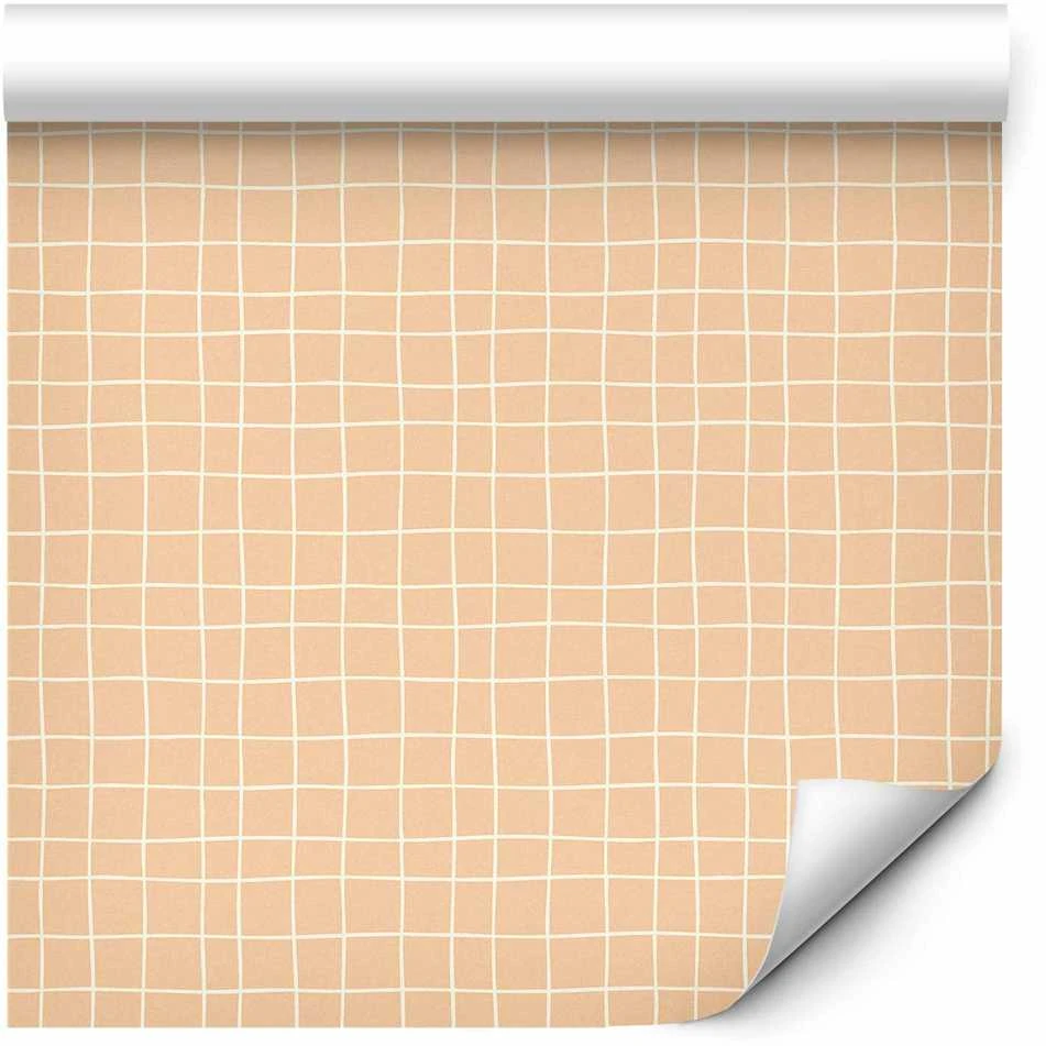 Artgeist Tapetas - Waving Lines - Creamy Grid on a Noisy Pastel Background