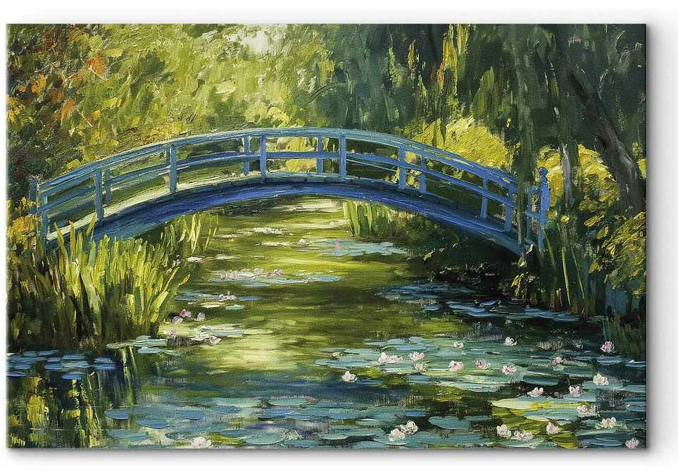 Artgeist XXL paveikslas - Impressionist bridge - painting of a bridge against a picturesque background