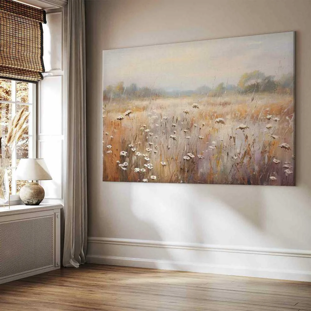 Artgeist XXL paveikslas - Impressionist meadow – field landscape in a pastel colour palette
