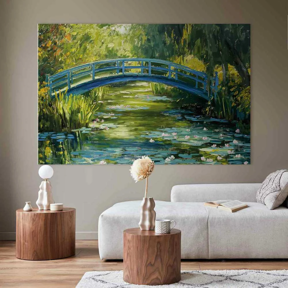 Artgeist XXL paveikslas - Impressionist bridge - painting of a bridge against a picturesque background
