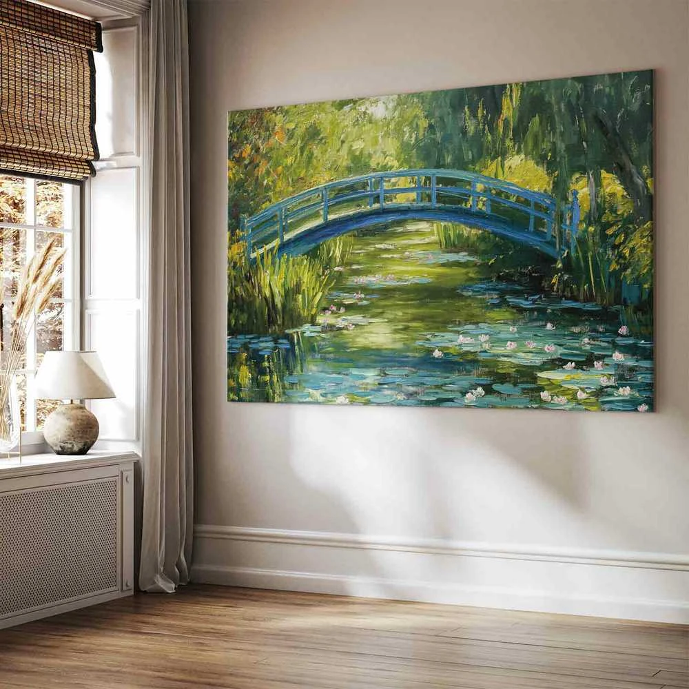 Artgeist XXL paveikslas - Impressionist bridge - painting of a bridge against a picturesque background