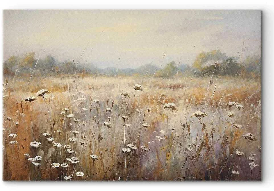 Artgeist XXL paveikslas - Impressionist meadow – field landscape in a pastel colour palette
