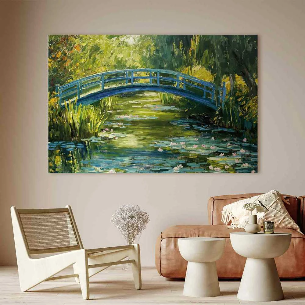 Artgeist XXL paveikslas - Impressionist bridge - painting of a bridge against a picturesque background