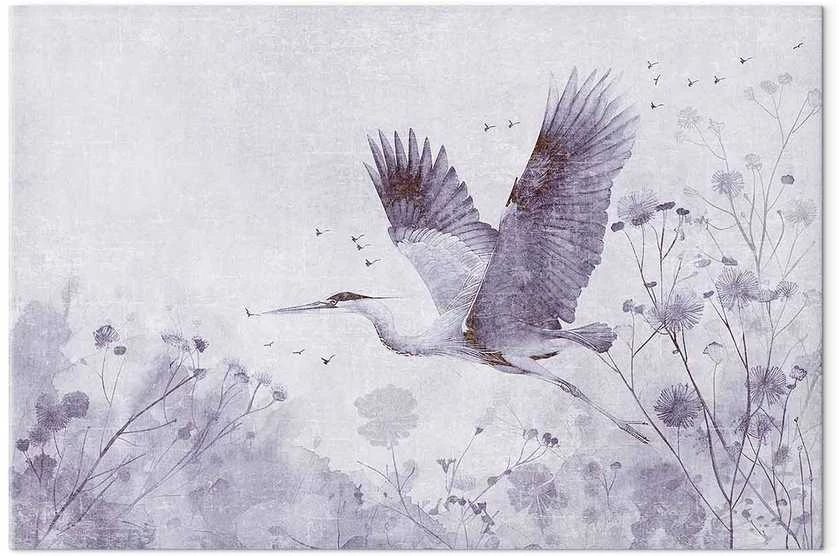 Artgeist XXL paveikslas - Majestic flight - a crane in flight in monochrome