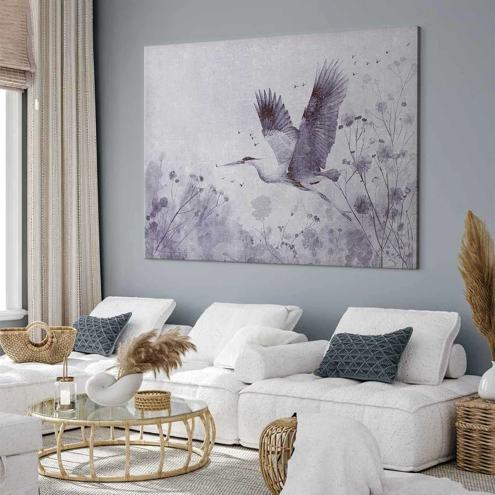 Artgeist XXL paveikslas - Majestic flight - a crane in flight in monochrome