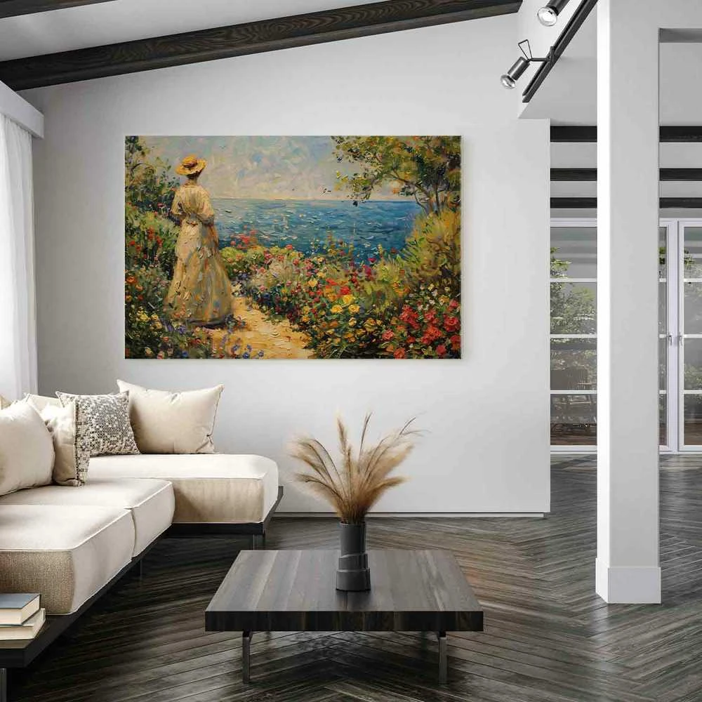 Artgeist XXL paveikslas - Nostalgic impression - a pensive woman contemplating