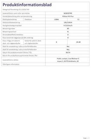 Nexen 185/55R14 N'Mėlynas HD PLUS 80H