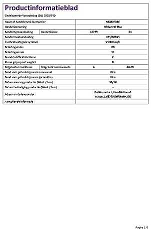 Nexen 195/60R15 N'Mėlynas HD PLUS [88] V