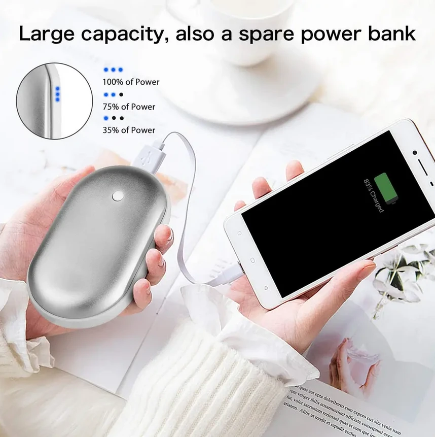 Blue Nešiojamas rankų šildytuvas, Powerbank 10000mAh (Mėlynas)