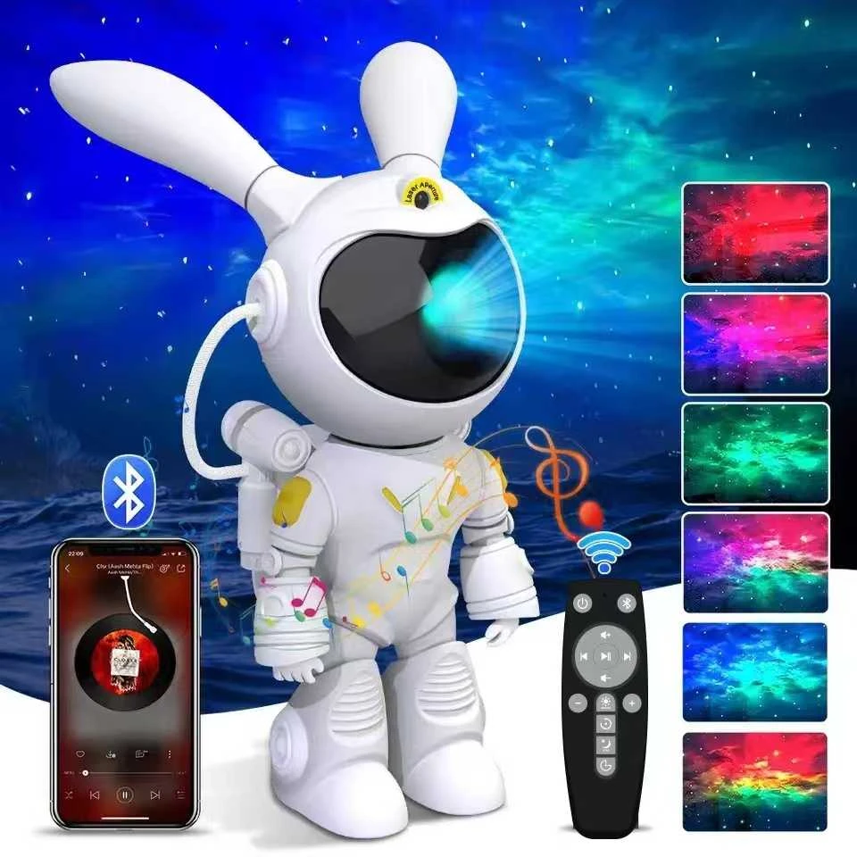 Galaktikų ir žvaigždžių projektorius Space Rabbit su Bluetooth garsiakalbiu