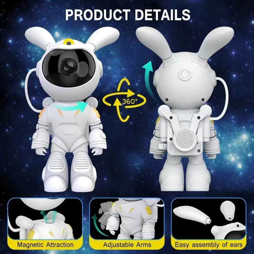 Galaktikų ir žvaigždžių projektorius Space Rabbit su Bluetooth garsiakalbiu