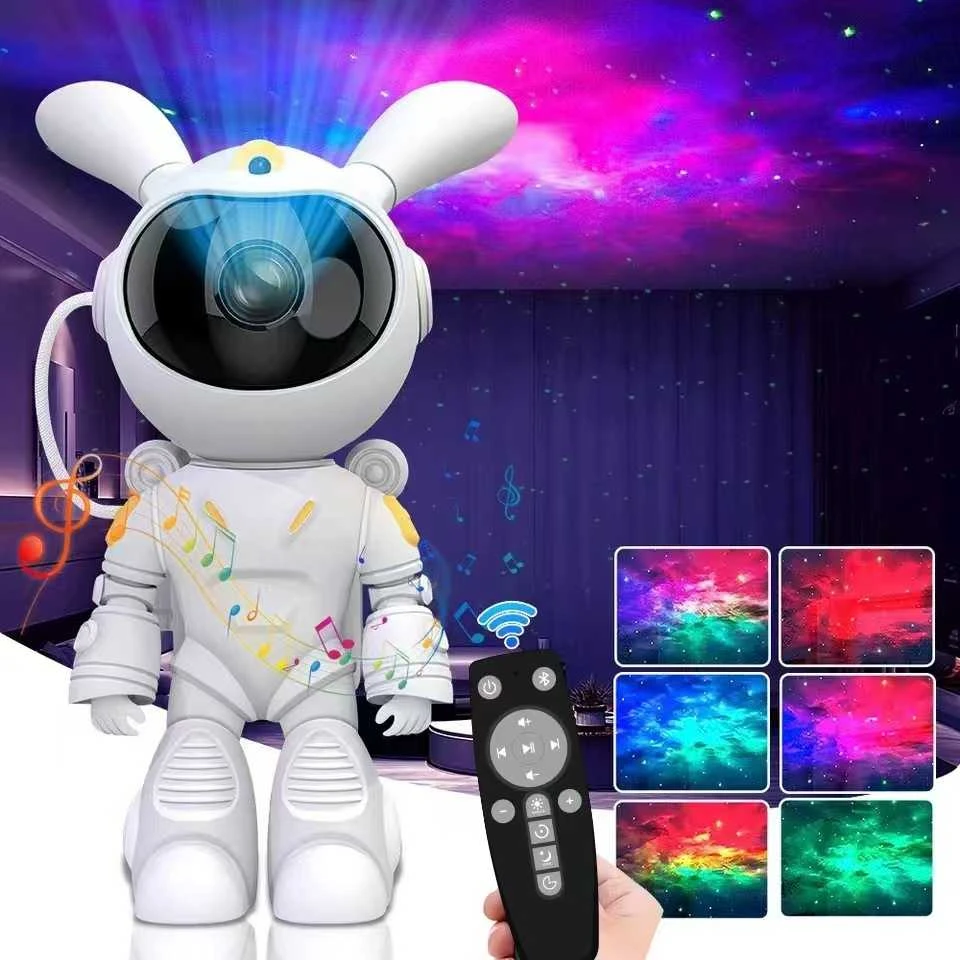 Galaktikų ir žvaigždžių projektorius Space Rabbit su Bluetooth garsiakalbiu