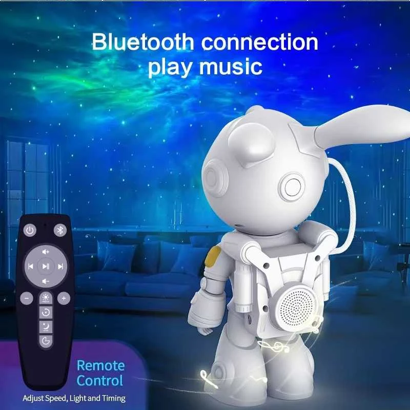 Galaktikų ir žvaigždžių projektorius Space Rabbit su Bluetooth garsiakalbiu