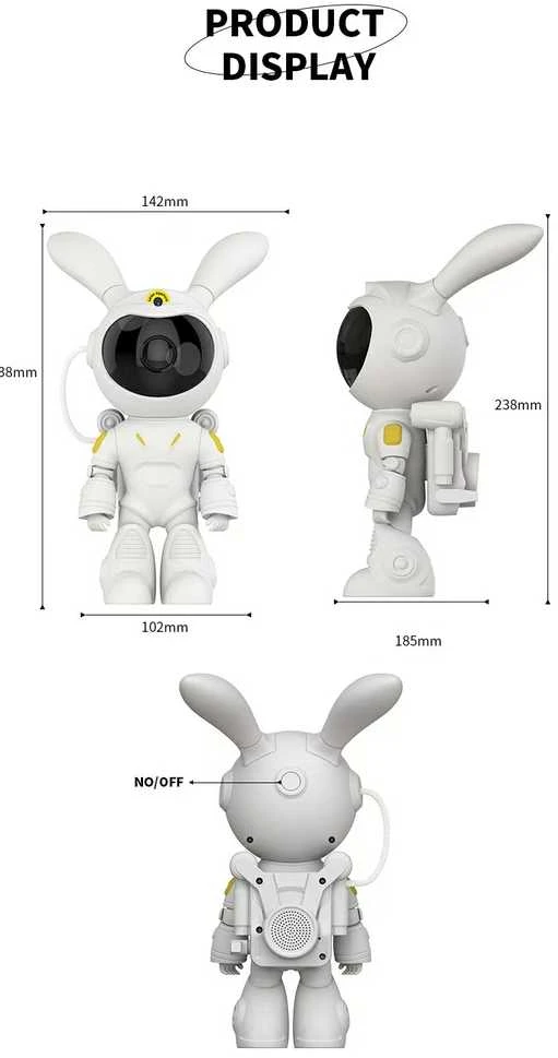 Galaktikų ir žvaigždžių projektorius Space Rabbit su Bluetooth garsiakalbiu