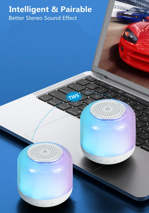 Garso kolonėlė su RGB apšvietimu ir belaidžiu telefono įkrovikliu