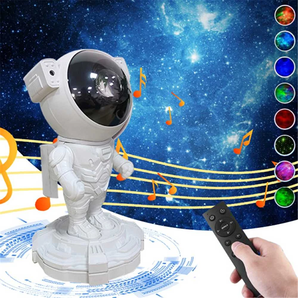 Astronautas baltas žvaigždžių projektorius LED su BLUETOOTH garsiakalbių
